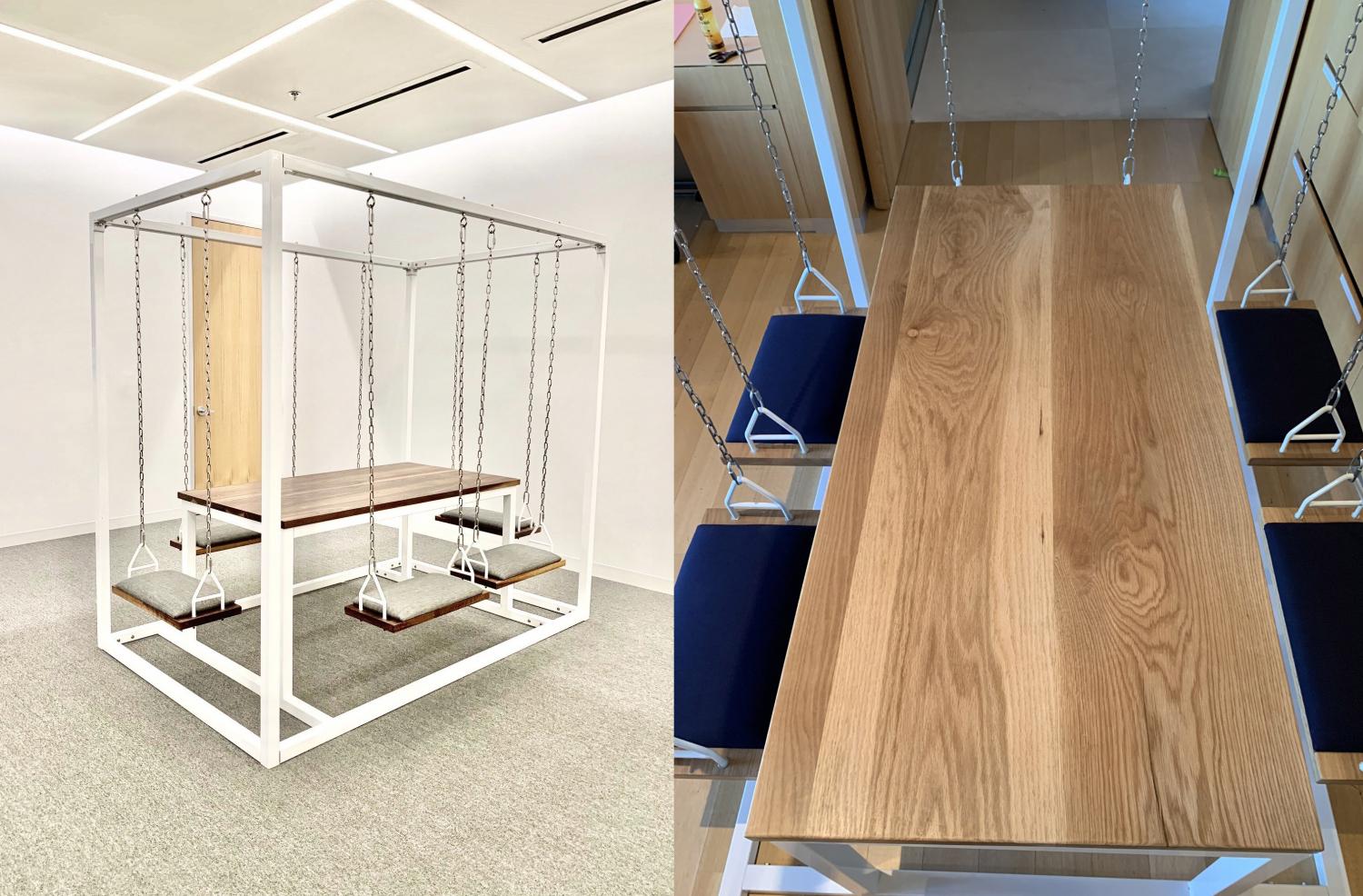 Swing Tables Let You Swing While You Eat or Have a Meeting