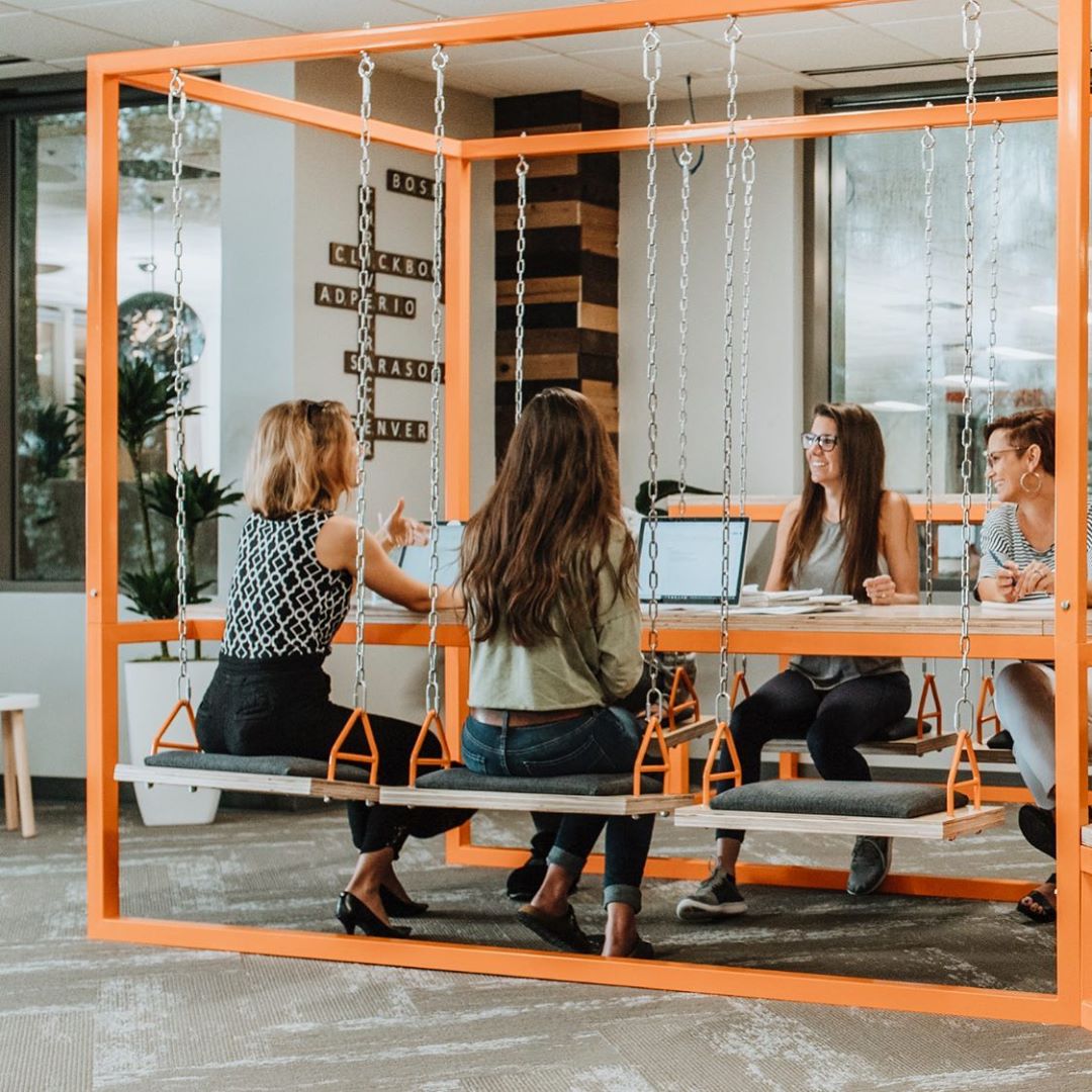 Swing Tables Let You Swing While You Eat or Have a Meeting