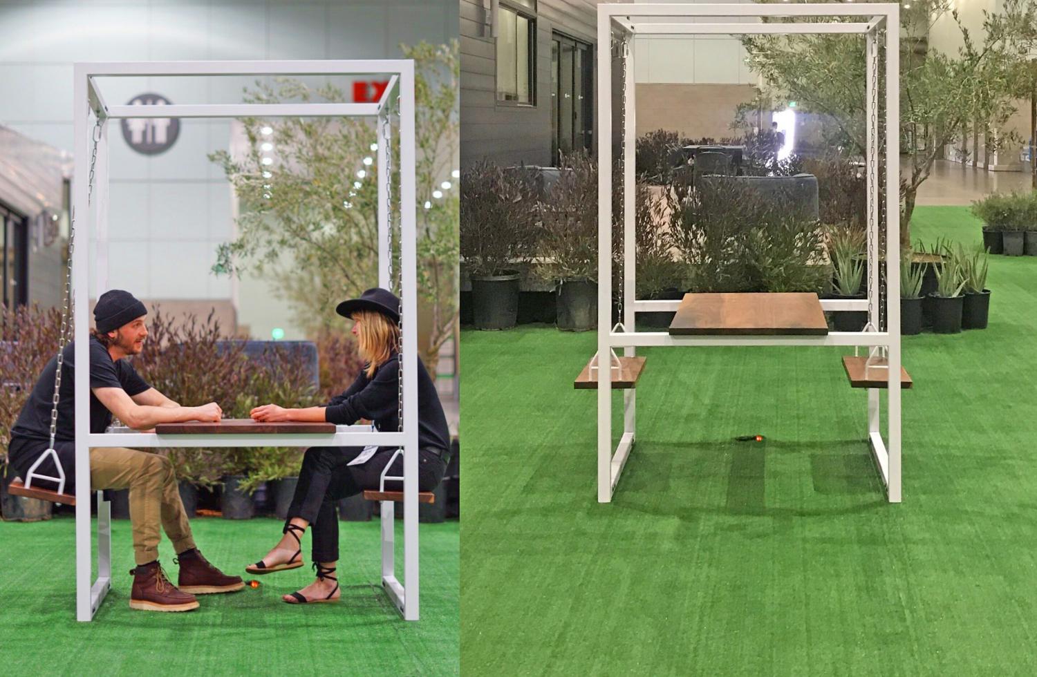 Swing Tables Let You Swing While You Eat or Have a Meeting