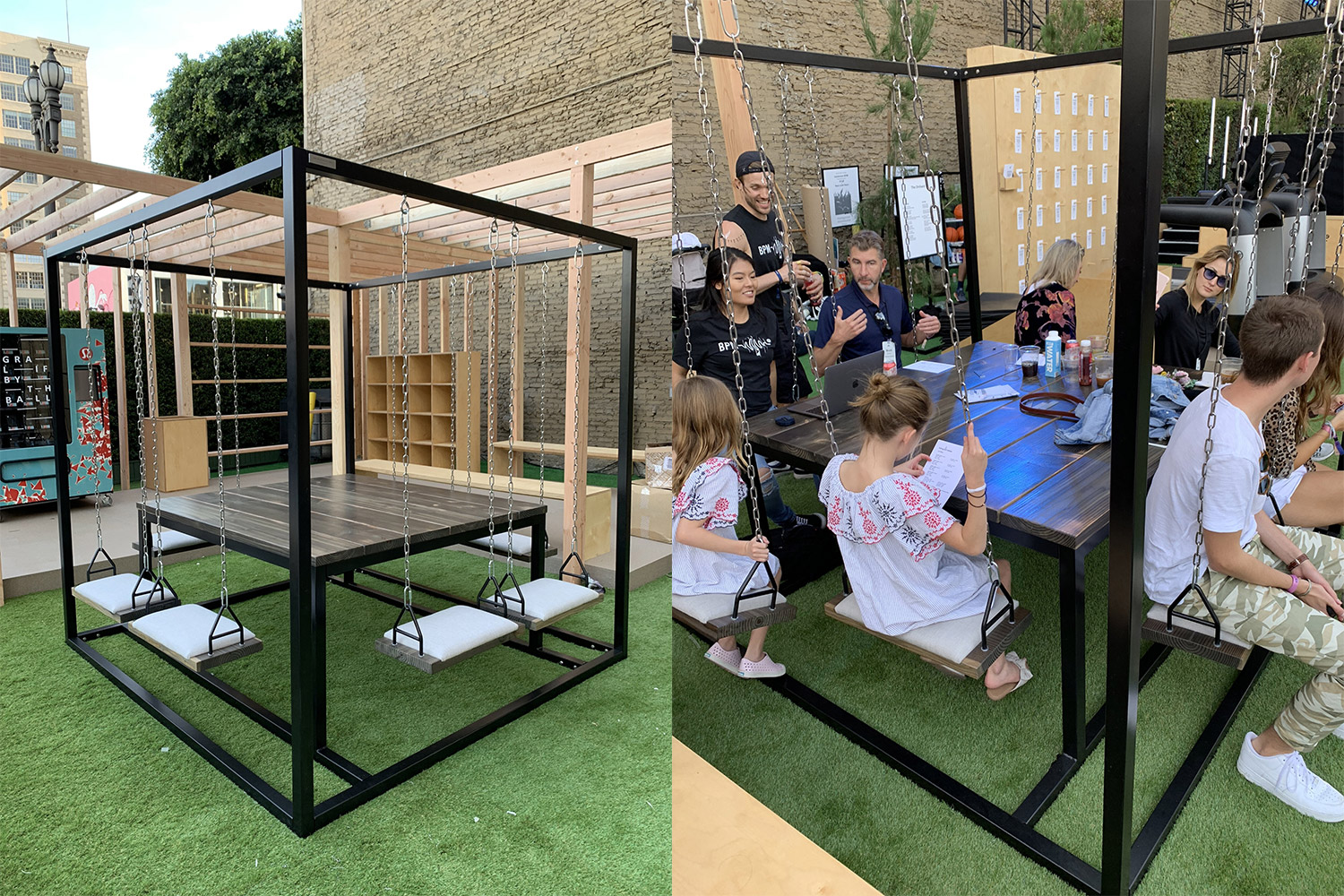 Swing Tables Let You Swing While You Eat or Have a Meeting