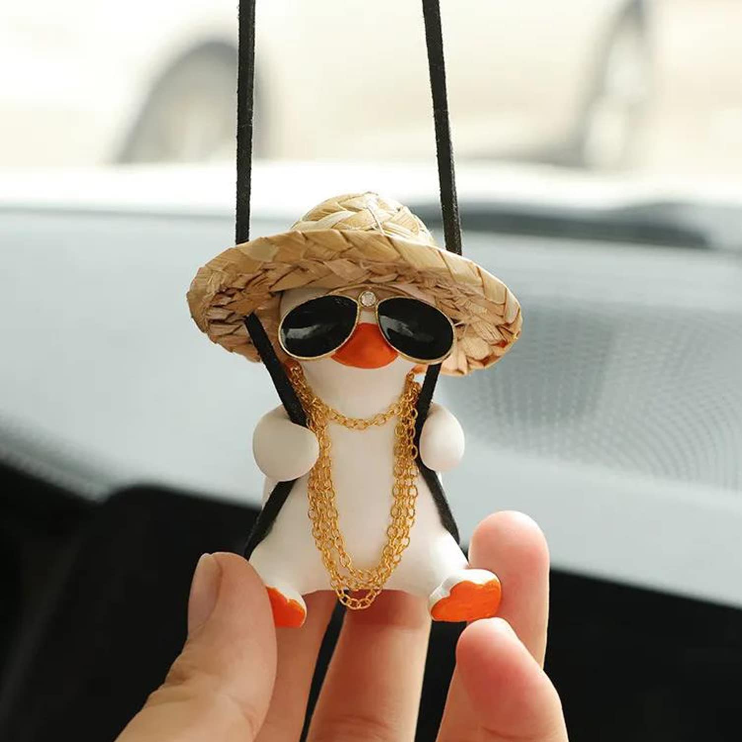 Swinging Car Duck - Duck rearview mirror on swing