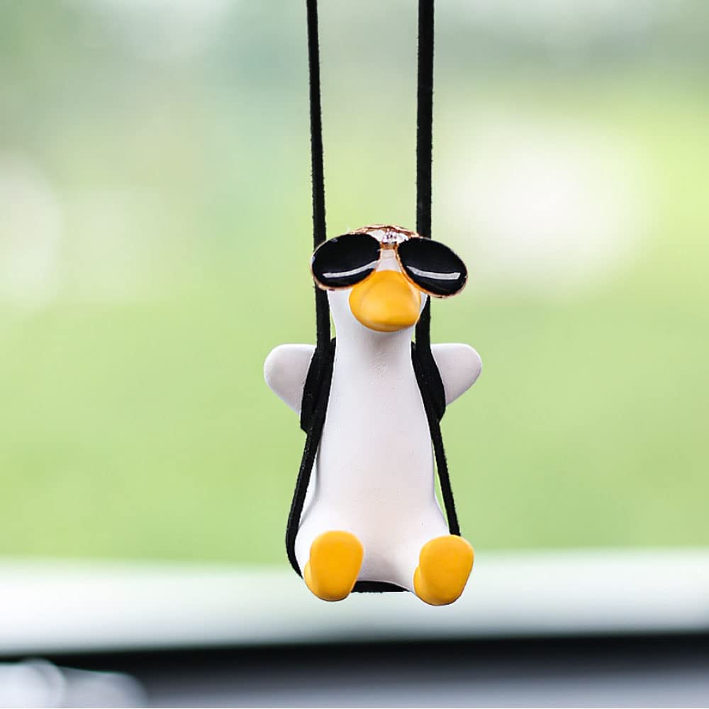Swinging Car Duck - Duck rearview mirror on swing
