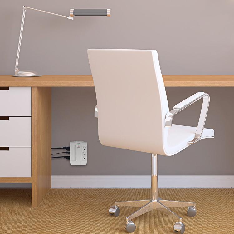 Globe Electric Space Plug - Swivel Surge Protector - Swiveling Surge Protector folds flat against the wall to save room