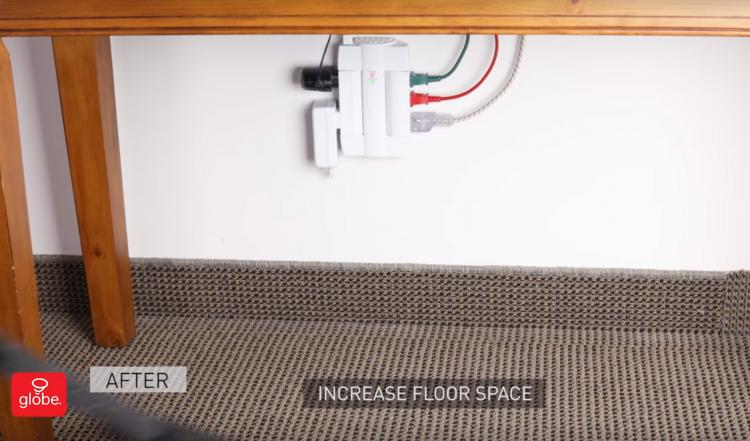 Globe Electric Space Plug - Swivel Surge Protector - Swiveling Surge Protector folds flat against the wall to save room