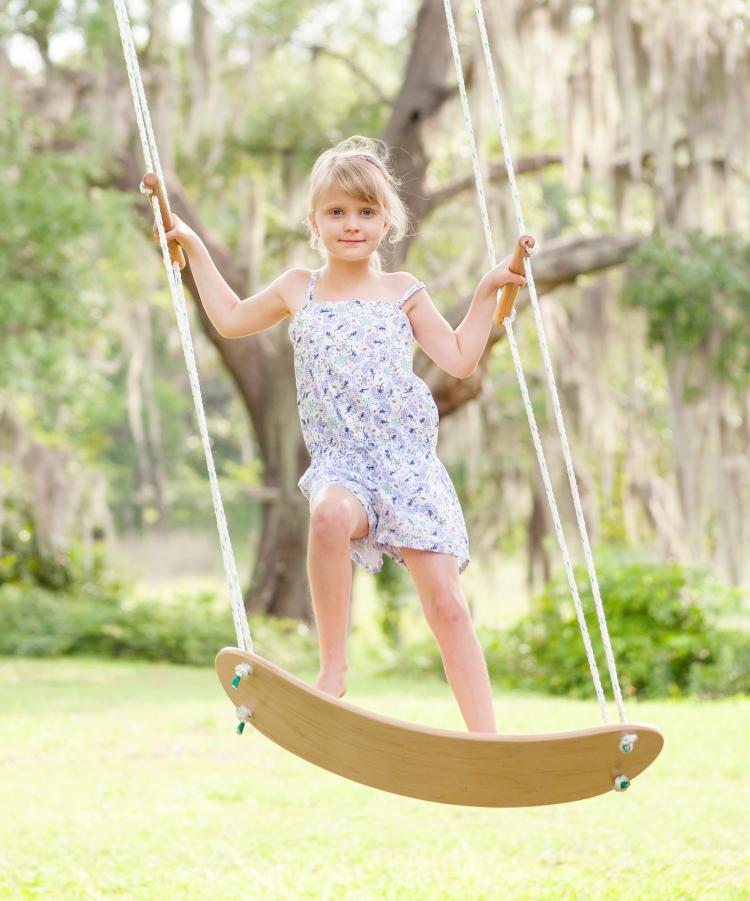 Swurfer - Skateboard shaped omni-directional tree swing