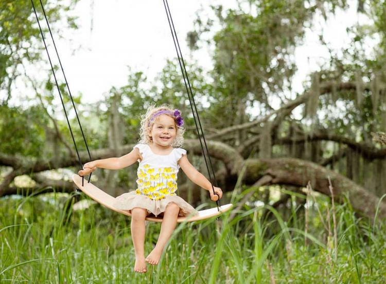 Swurfer - Skateboard shaped omni-directional tree swing