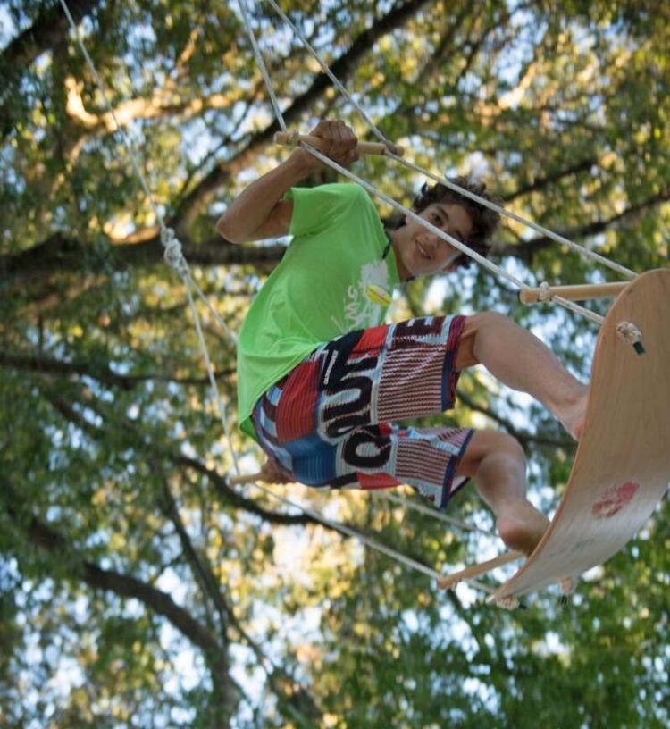 Swurfer - Skateboard shaped omni-directional tree swing