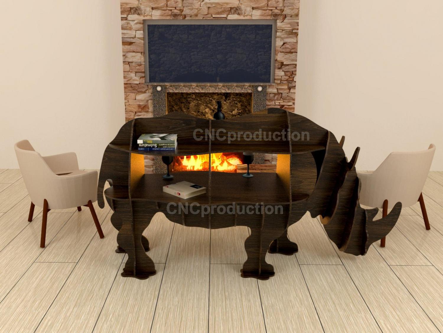 Giant 3D Rhino Kids Shelf