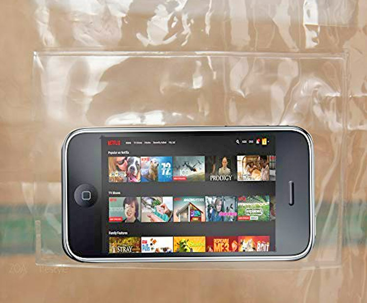 Tablet and Smart Phone Holding Shower Curtain - Shower curtain phone holder
