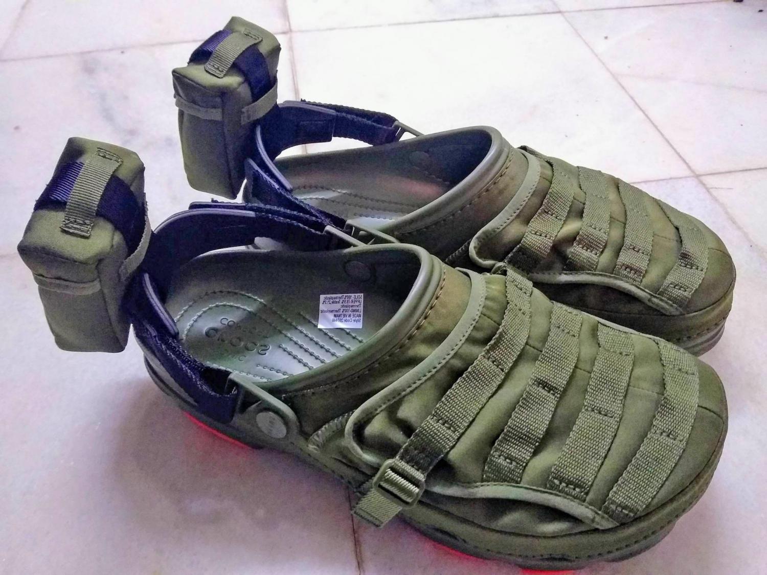 Tactical Crocs with military MOLLE straps and mini storage pocket bag