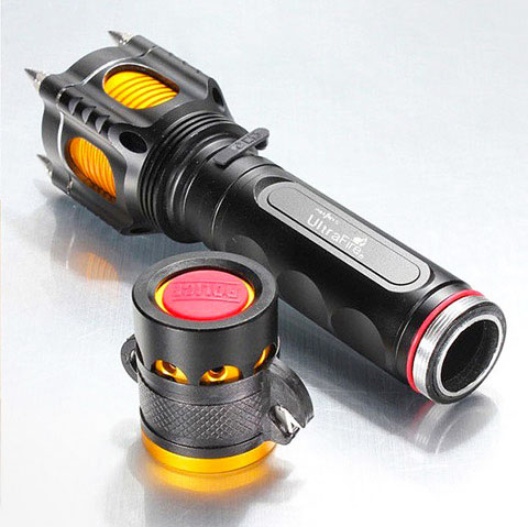 Tactical Self Defense Flashlight With Spikes