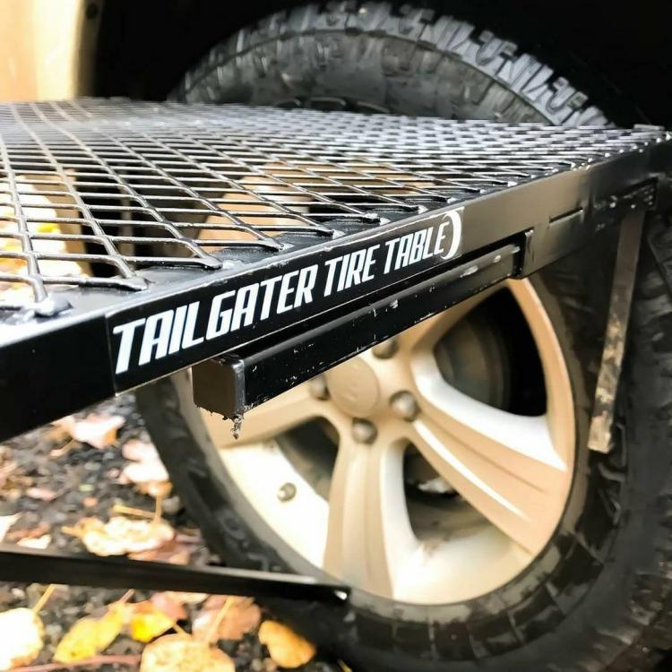 Tailgater Tire Table - Camping table attaches to car tire