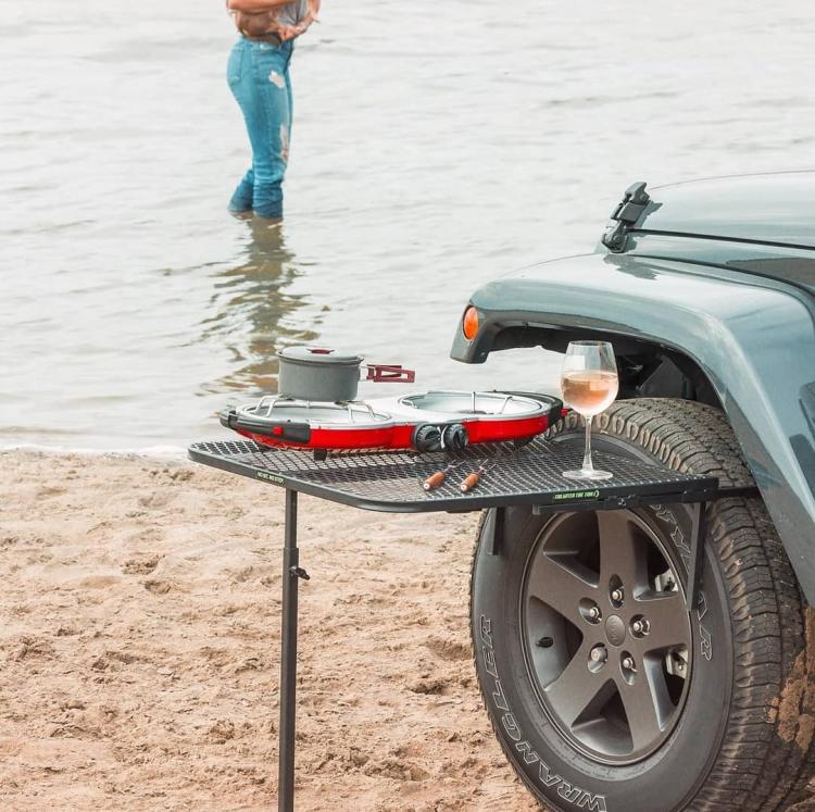 Tailgater Tire Table - Camping table attaches to car tire