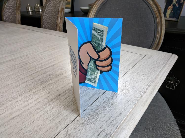 Shut up and take my money birthday card - Hand giving cash pop-up birthday card