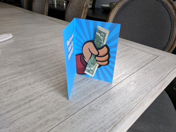 Shut up and take my money birthday card - Hand giving cash pop-up birthday card