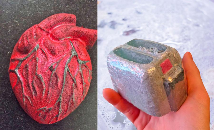 Heart Bath Bomb and Toaster Bath Bomb