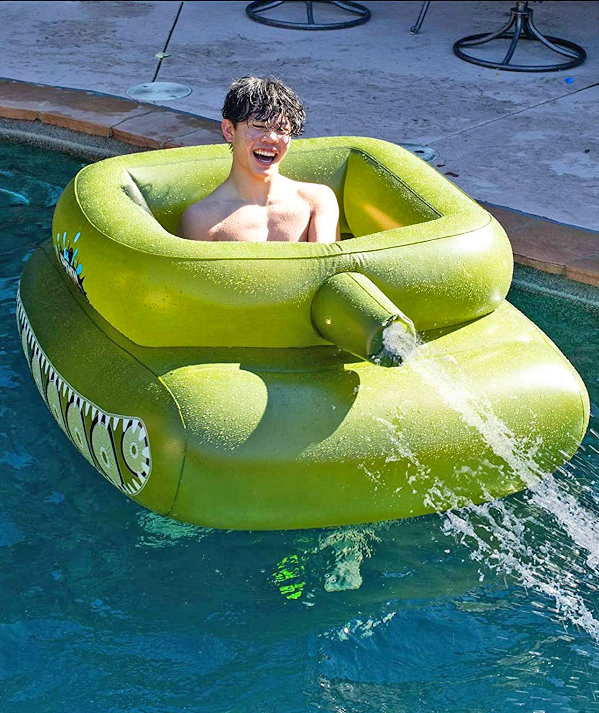 Inflatable Tank Shaped Pool Float - Pool Punisher