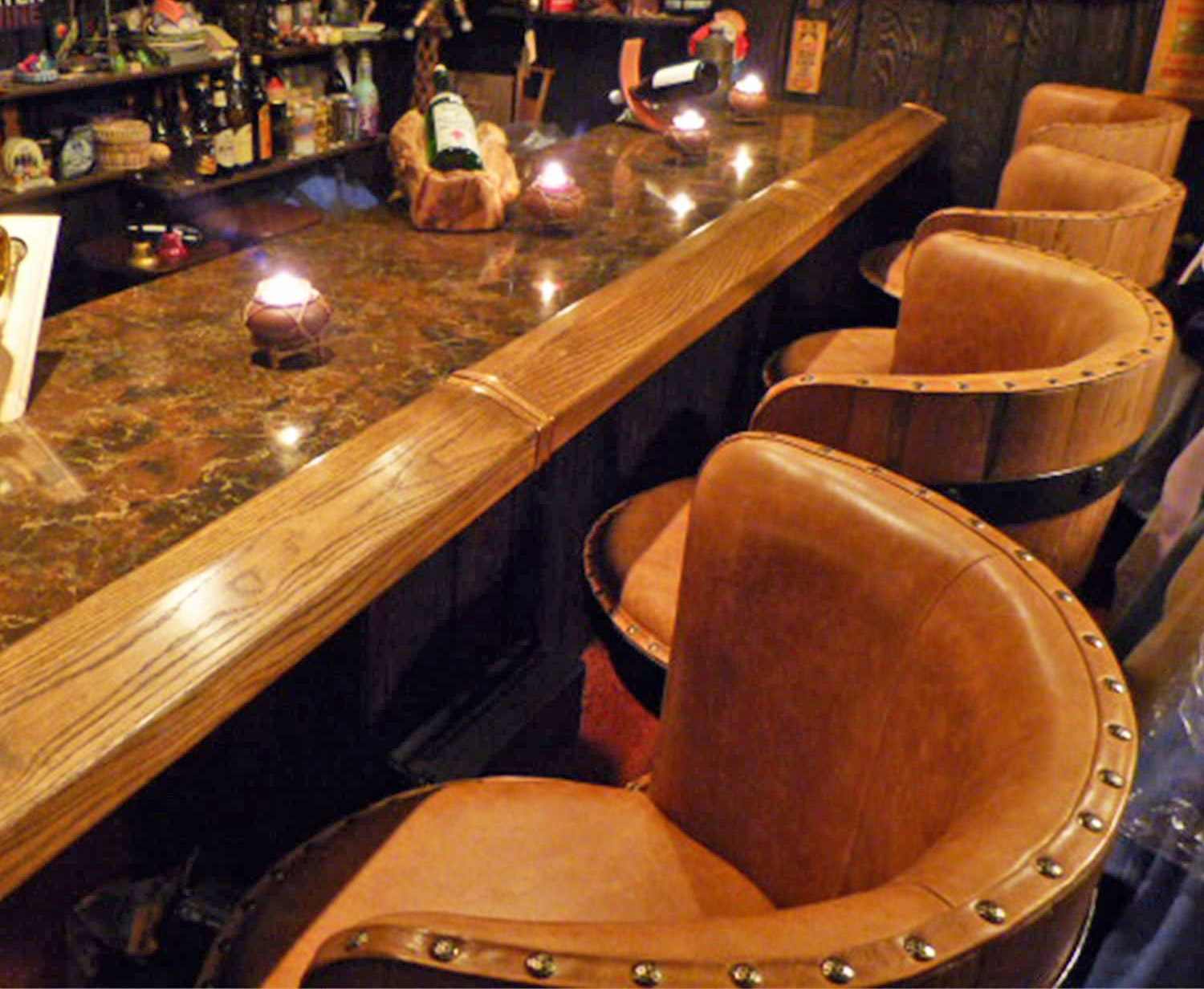 Tequila Barrel Bar Stools - Whiskey/Wine Barrel Bar Stools With Barrel seat back