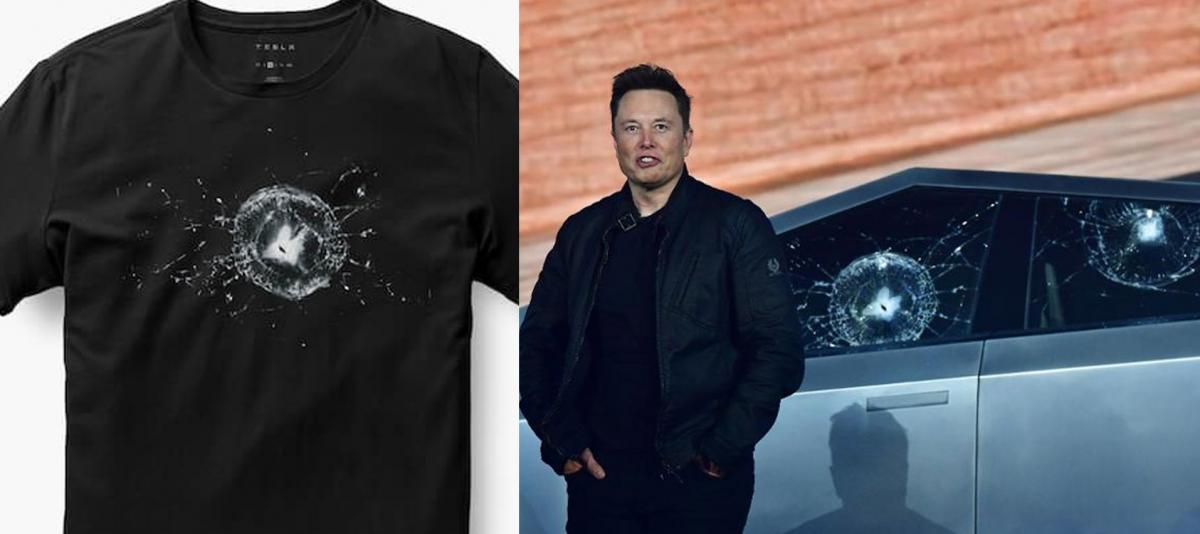 Tesla Cybertruck Smashed Window T-Shirt - Cybertruck Bulletproof  cracked window Tee