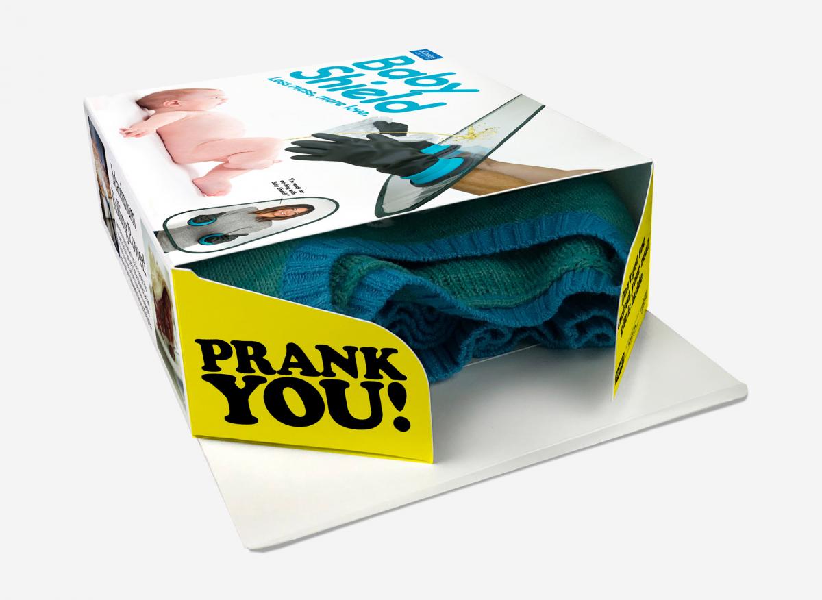 Baby Shield Prank Box - Funny Bubble-boy laboratory rubber arms protect you from baby messes