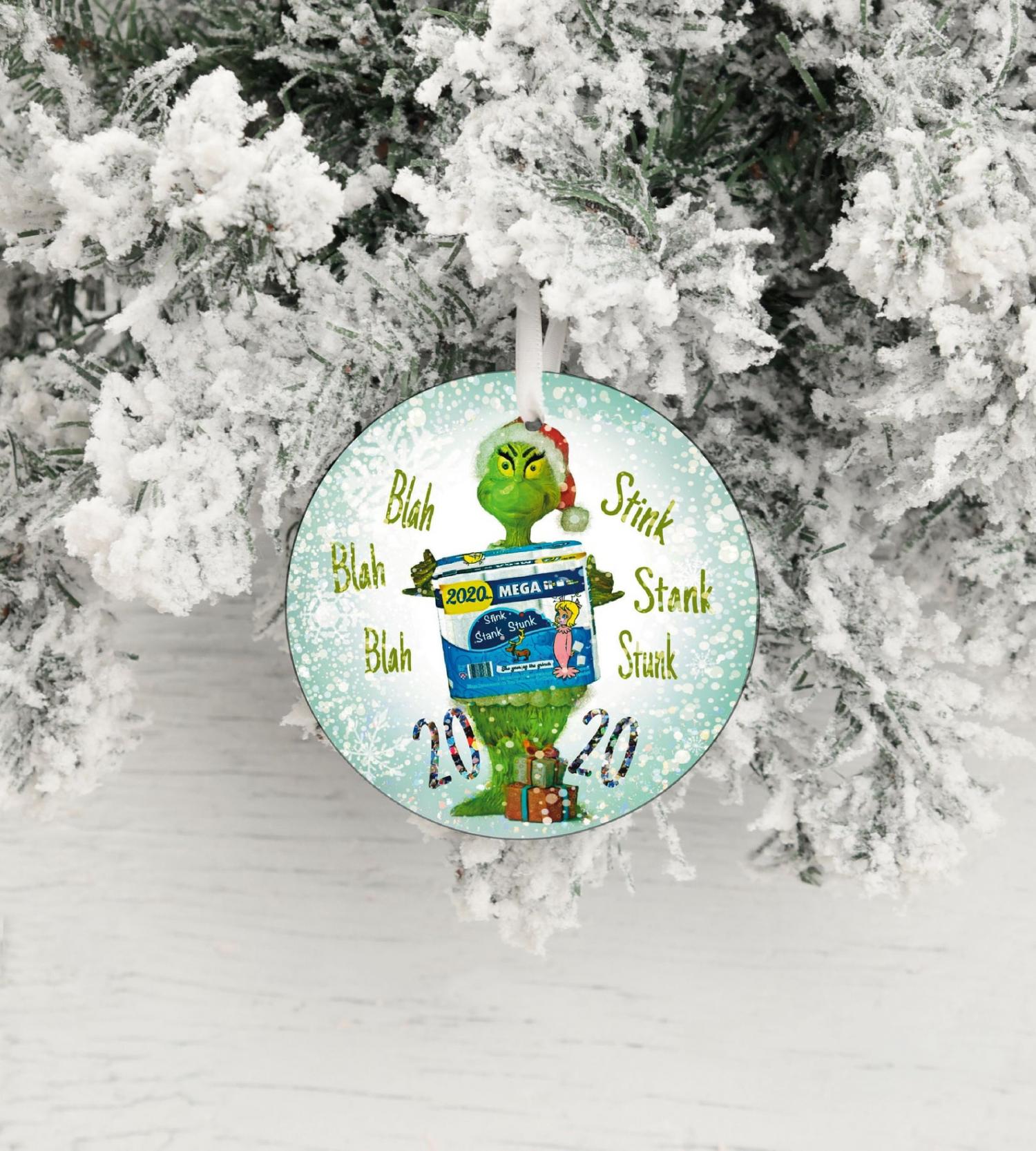 The Grinch Holding Toilet Paper Rolls 2020 Christmas Ornament The Grinch Holding Toilet Paper Rolls 2020 Christmas Ornament