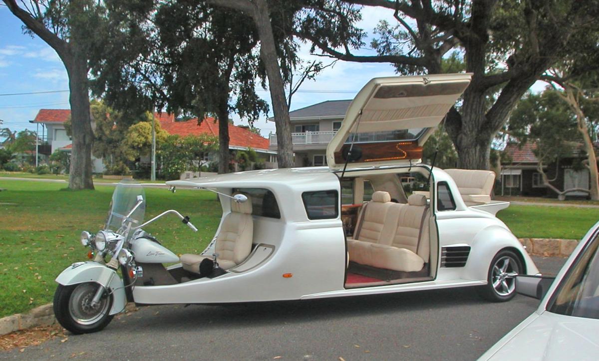 LimoBike Harley Davidson Motorcycle Limousine Hybrid Vehicle - Motorcycle party bus
