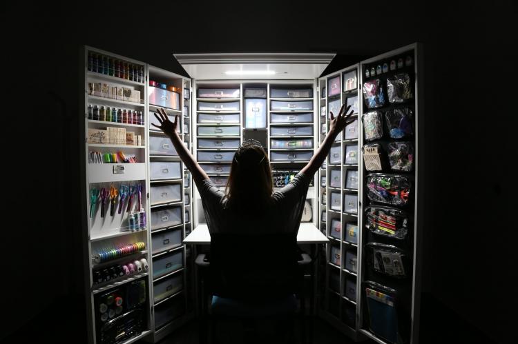  The Original Scrapbox - Incredible Fold-away Crafting Stations - Hidden cabinet crafting area with fold out table