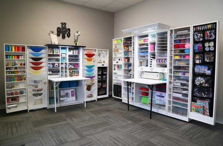  The Original Scrapbox - Incredible Fold-away Crafting Stations - Hidden cabinet crafting area with fold out table