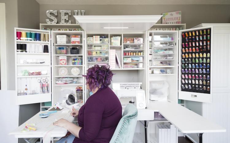  The Original Scrapbox - Incredible Fold-away Crafting Stations - Hidden cabinet crafting area with fold out table