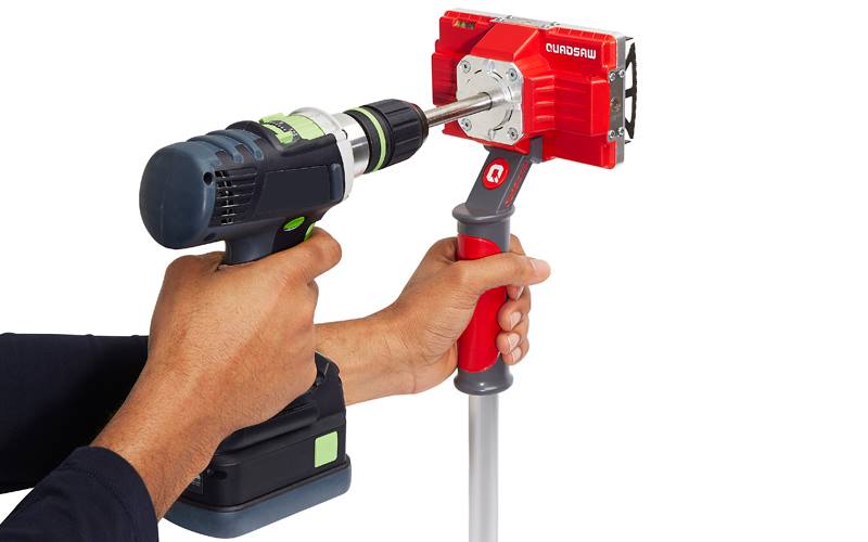 Quadsaw Square Saw Drill Attachment - Quadsaw automatic square drywall saw cuts perfect outlet holes 