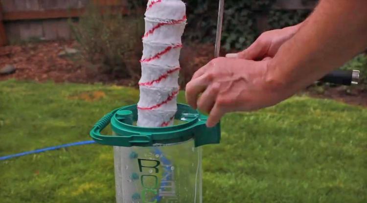 The Rocket Paint Roller Cleaner - Automatic paint roller cleaner attaches to garden hose