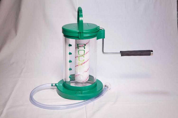 The Rocket Paint Roller Cleaner - Automatic paint roller cleaner attaches to garden hose