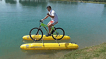 Shuttle Bike Bicycle Pontoon Boat Kit Turns Your Bike into a floating boat