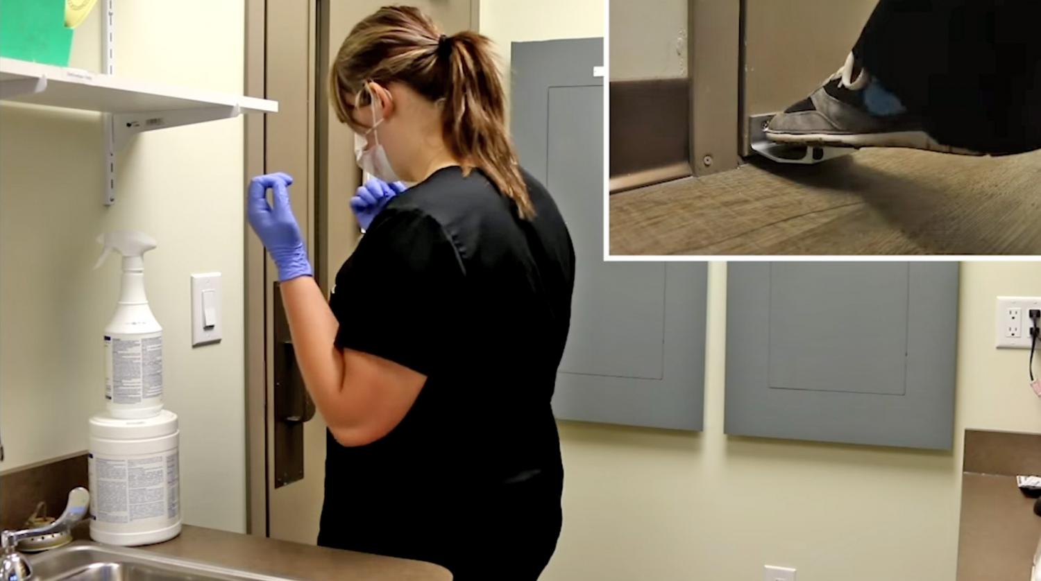 StepNPull Foot Door Handle - Open public bathroom doors with your foot