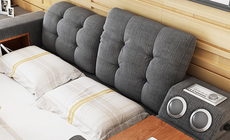The Ultimate Bed With Integrated Massage Chair, speakers, and desk