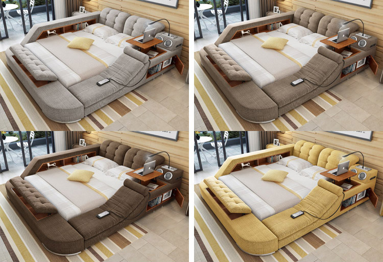 The Ultimate Bed With Integrated Massage Chair, speakers, and desk