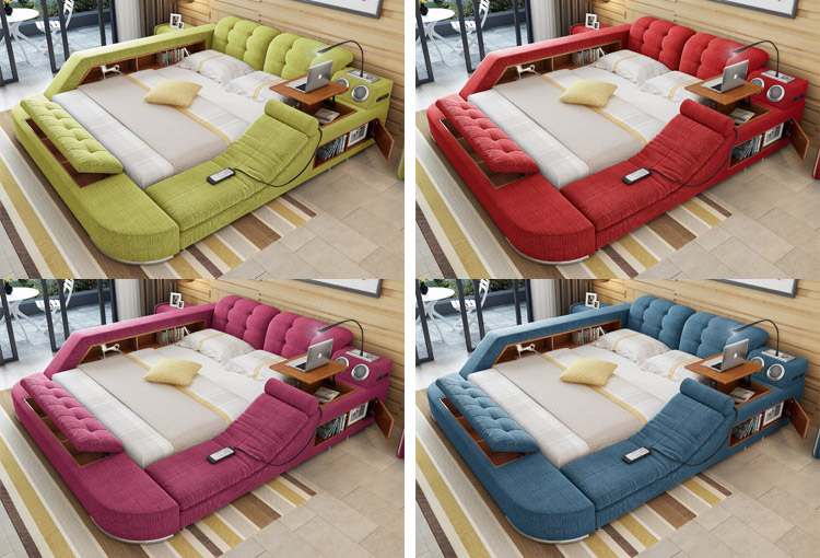 The Ultimate Bed With Integrated Massage Chair, speakers, and desk