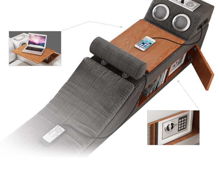 The Ultimate Bed With Integrated Massage Chair, speakers, and desk