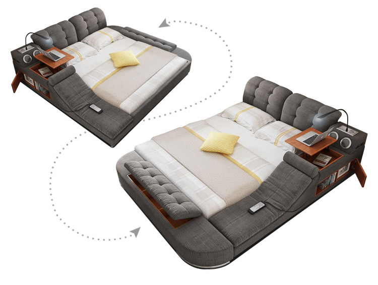 The Ultimate Bed With Integrated Massage Chair, speakers, and desk