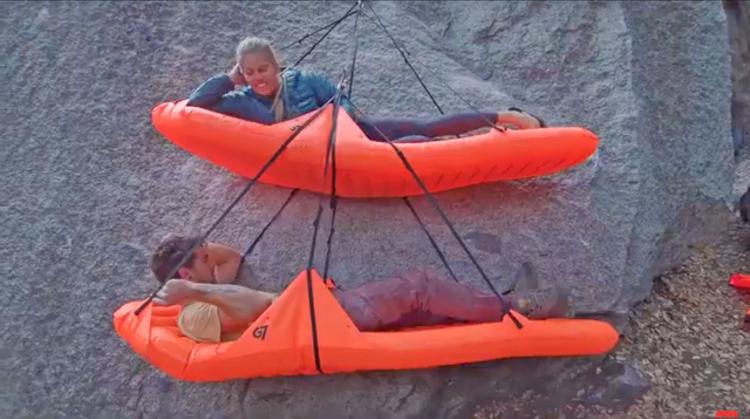 Inflatable Climbing Ledge Pod and tent Lets You Sleep On Side Of Cliff