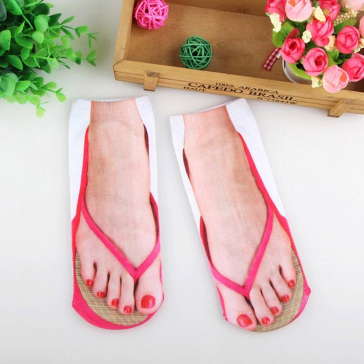 Human Feet In Sandals Socks For People With Ugly Feet - Funny women's feet in flip-flops print socks