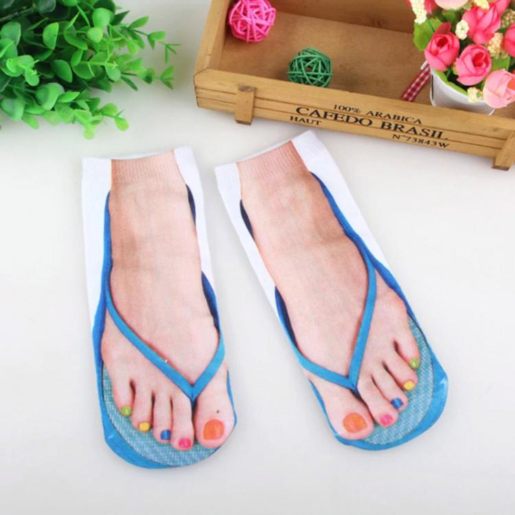 Human Feet In Sandals Socks For People With Ugly Feet - Funny women's feet in flip-flops print socks