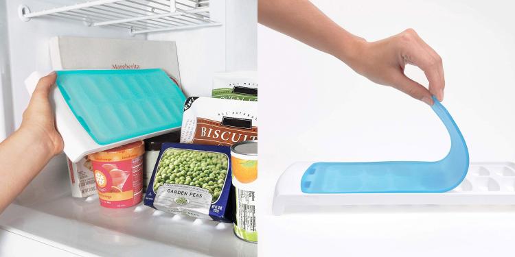 Ice cube tray with silicone flexible lid - covered ice maker tray to prevent spilling water
