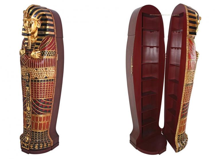 Life-size King Tut Sarcophagus Coffin Hidden Bookcase - Giant King Tutankhamun coffin secret storage shelves