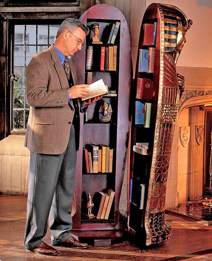 Life-size King Tut Sarcophagus Coffin Hidden Bookcase - Giant King Tutankhamun coffin secret storage shelves
