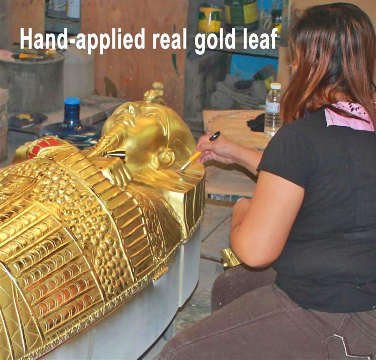 Life-size King Tut Sarcophagus Coffin Hidden Bookcase - Giant King Tutankhamun coffin secret storage shelves