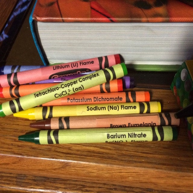 Chemistry Crayon Labels Help Kids Learn Periodic Table of Elements While Drawing - science crayons