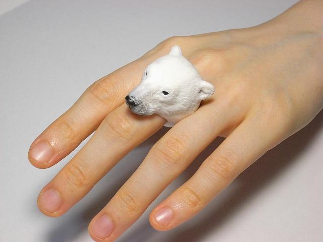 Cute Animal Rings Hug Your Fingers - Polar Bear