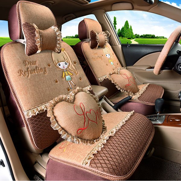 Funny prank decorative lace and girly car seat covers