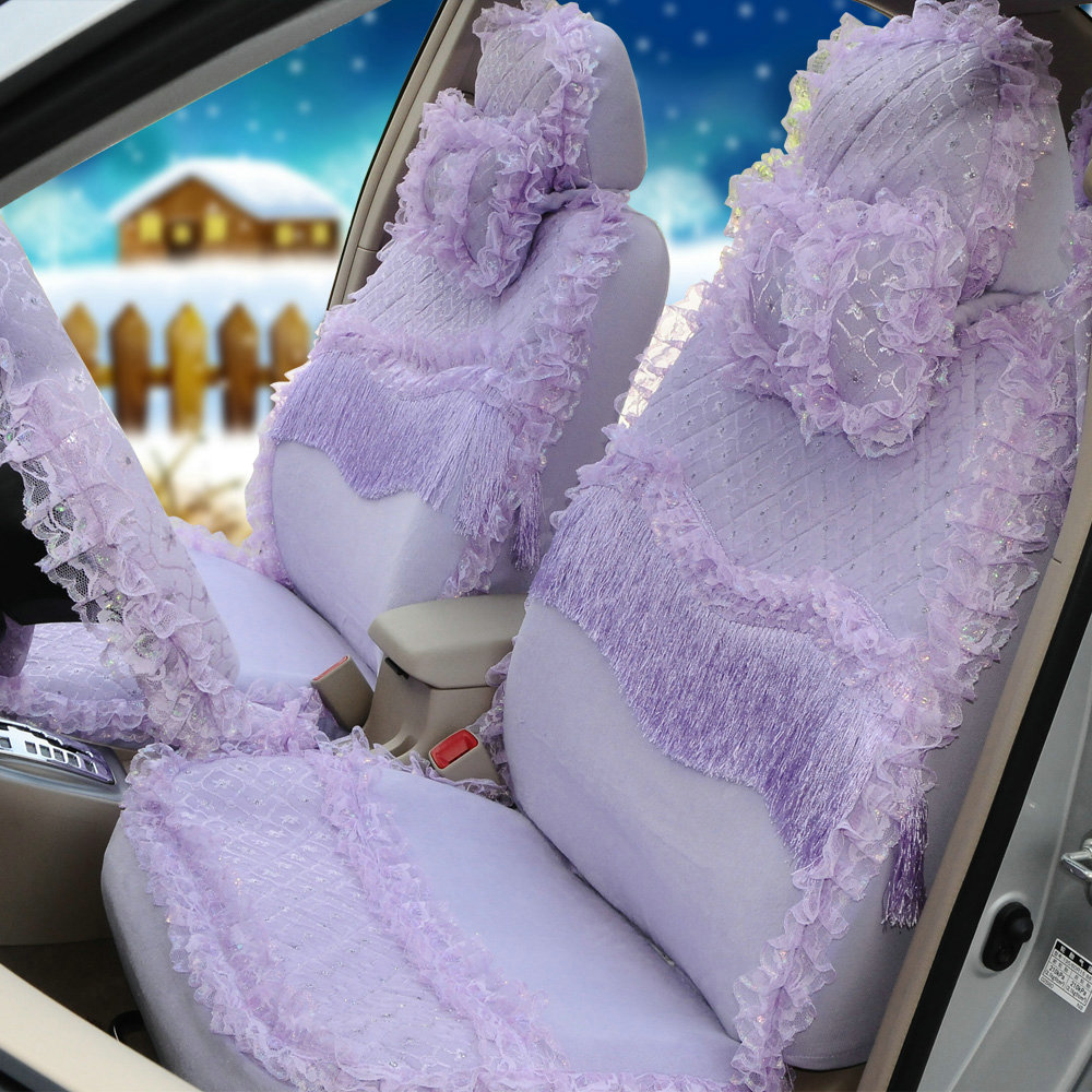 Funny prank decorative lace and girly car seat covers